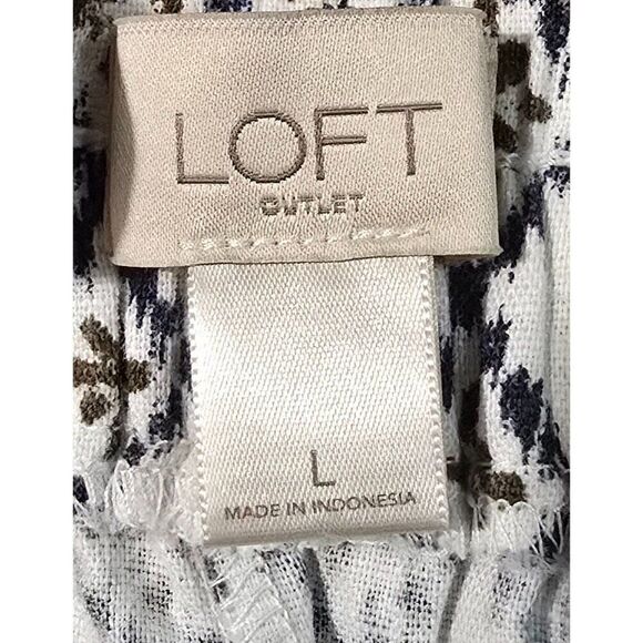 Loft Womens Black & White Patterned Linen Rayon Skirt Sz L - Picture 5 of 7